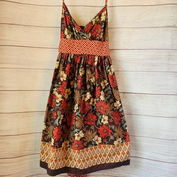 American Rag Dresses & Skirts - American Rag Floral Pattern Dress with Spaghetti Straps Thick Long Tie Size M